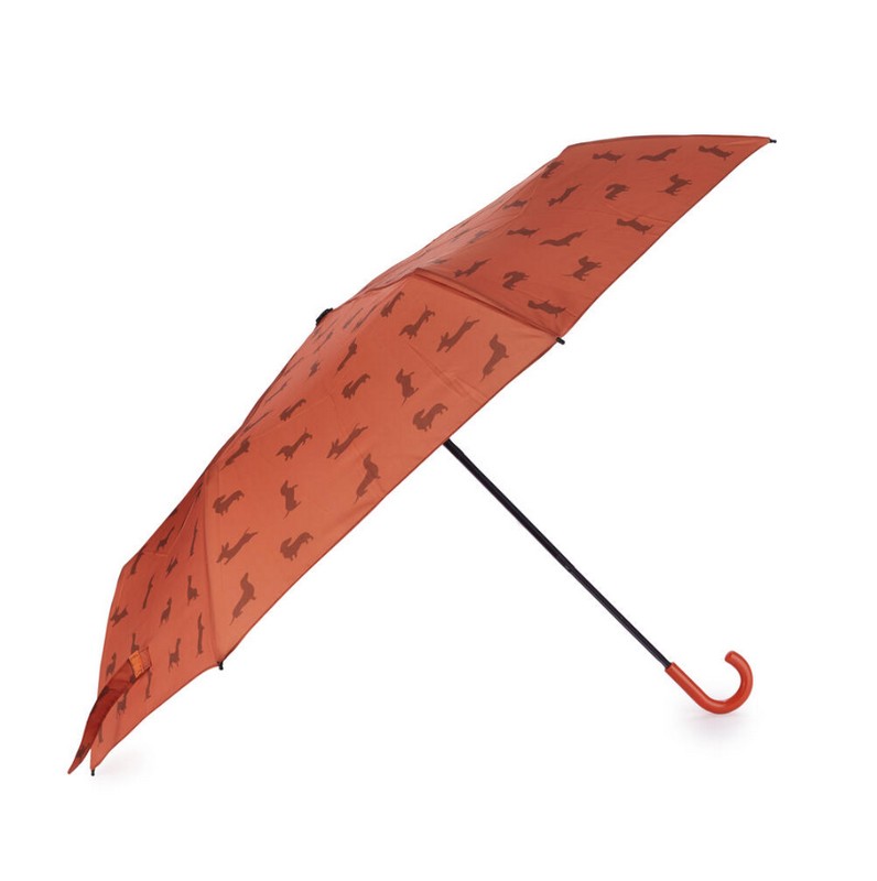 Ombrello pieghevole con astuccio decorato a tema bassotto